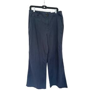 Loft Pants Womens 10 Monroe Wide Leg Grey Chino Casual Office High Rise Basic